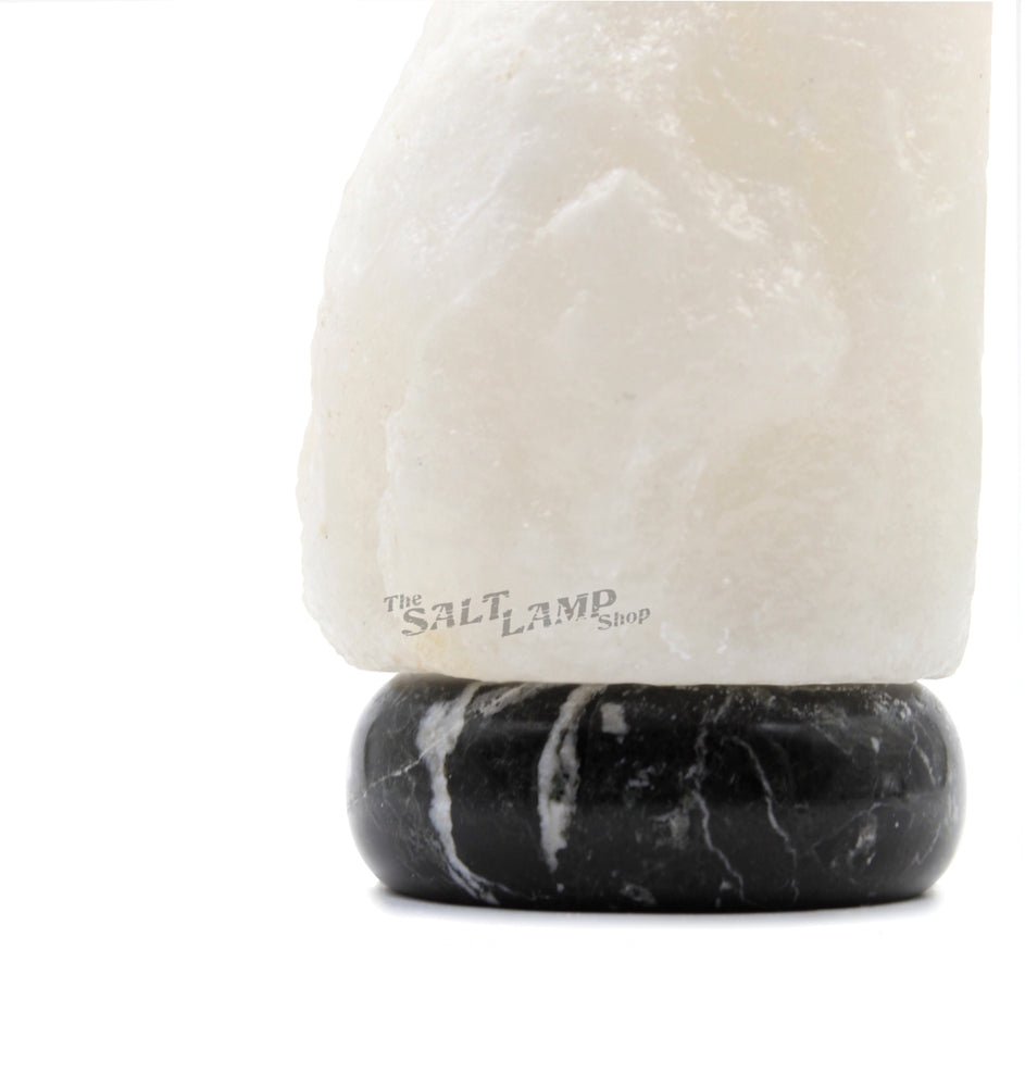 1-2kg Rare White Himalayan Salt Lamp (Black Zebra Marble Base)