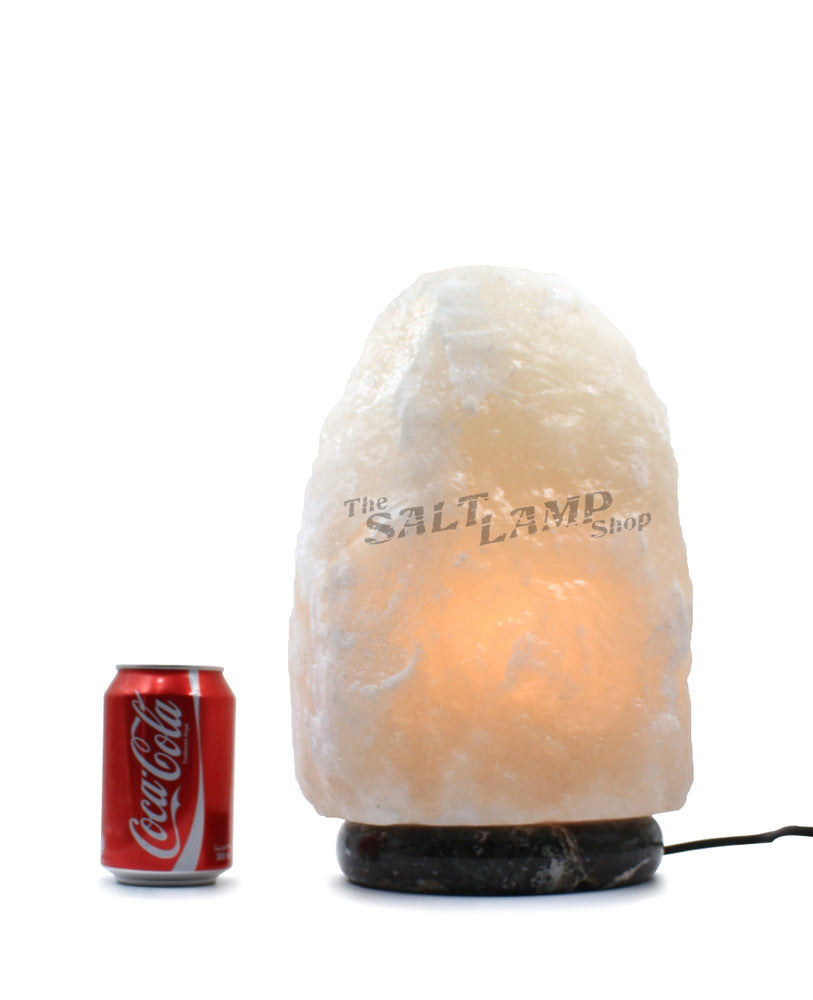 7-10kg Rare White Himalayan Salt Lamp (Black Zebra Marble Base)