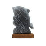 Rare Grey Himalayan Salt Dolphin Lamp (Timber Base)