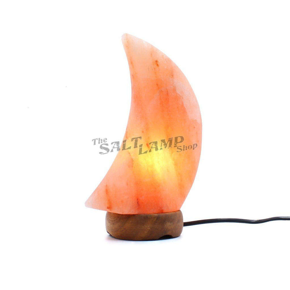 Crescent Moon Salt Lamp (Timber Base)