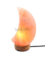 Crescent Moon Salt Lamp (Timber Base)