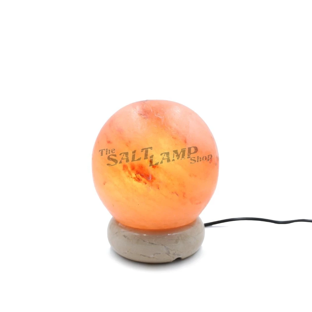 Small Sphere Salt Lamp (Off White Marble Base)