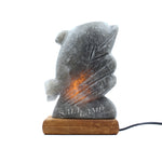 Rare Grey Himalayan Salt Dolphin Lamp (Timber Base)