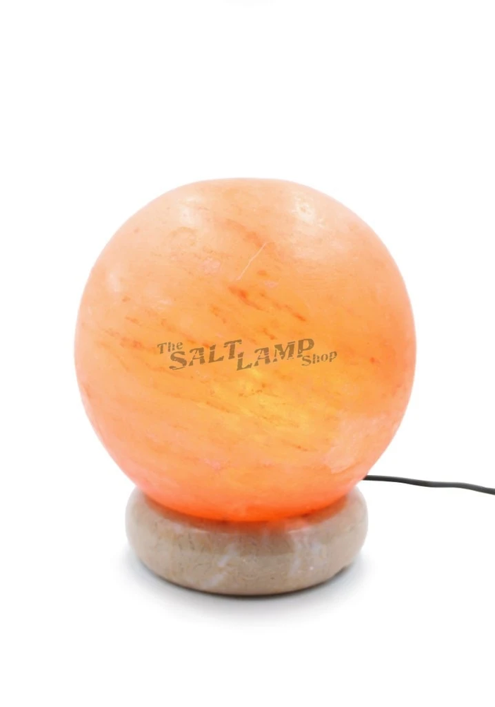 Sphere Ball Salt Lamp (Off White Marble Base)