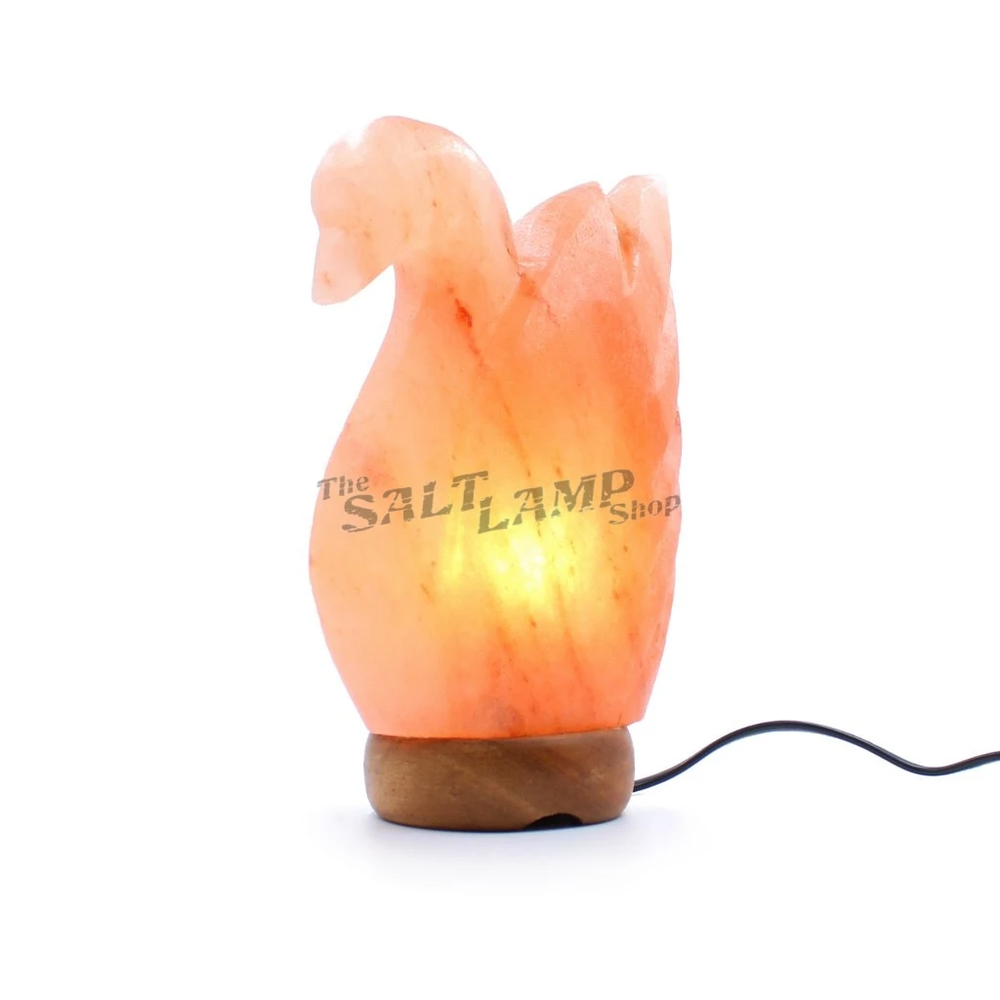 Swan Salt Lamp (Timber Base)