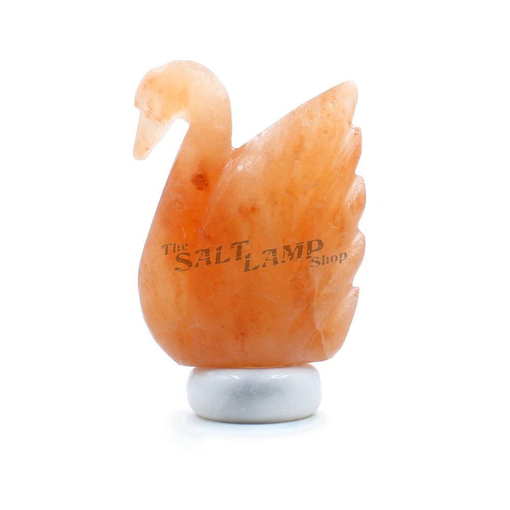 Swan Salt Lamp (Cloudy White Marble Base)