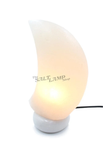 Rare White Moon Crescent Salt Lamp (Sky Blue Marble Base)